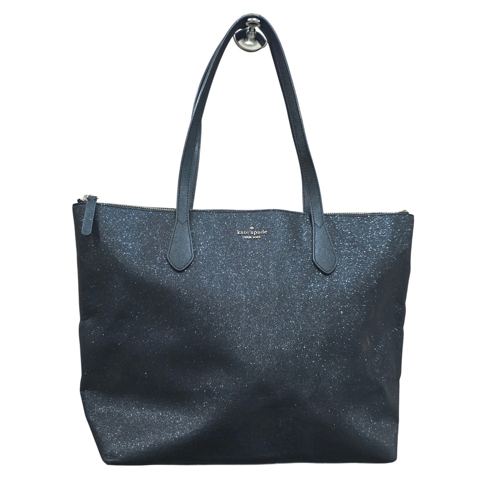 Kate Spade New York Joeley Glitter Black Tote Bag Zip Top Shoulder Bag